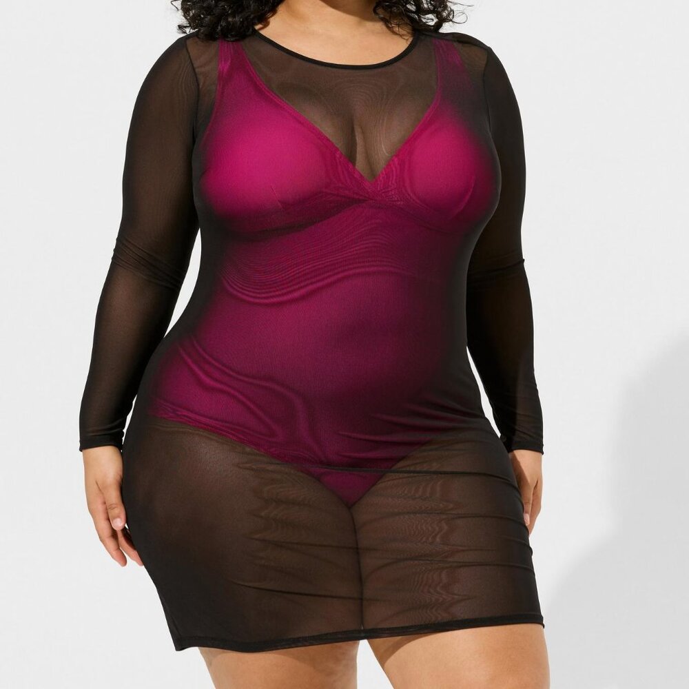 ❤️NWT TORRID SWIM COVER DRESS - MESH SEMI SHEER BEACH COVERUP PLUS SIZE LINGERIE - Picture 4 of 12